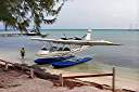 Neil's AirCam twin-engine seaplane tied up at the Anegada Reef Hotel. Neil, operating as Flight Adventures, sells sightseeing tours around Anegada. A ride around Anegada for two costs $100, and is well worth it. The plane can carry two passengers plus the pilot. The Leza AirCam airplane is not an ultralight - it is a fully FAA certificated aircraft. Neil is no amateur, either. He has an FAA ATP (Airline Transport Pilot) license - the same license that is required for a 747 captain.