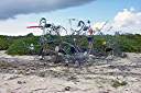 Beach trash sculpture near the southwestern end of Anegada, just to the east of Pomato Point. These impromptu collaborative works of 