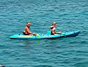 Taylor and Tannah paddling the kayak