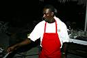 Chef Derrick working on the famous Anegada Reef Hotel barbecued lobster,