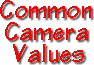 Common Camera Values