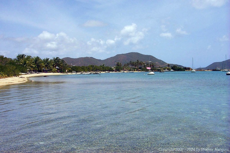 View looking southwest on the Trellis Bay beach.