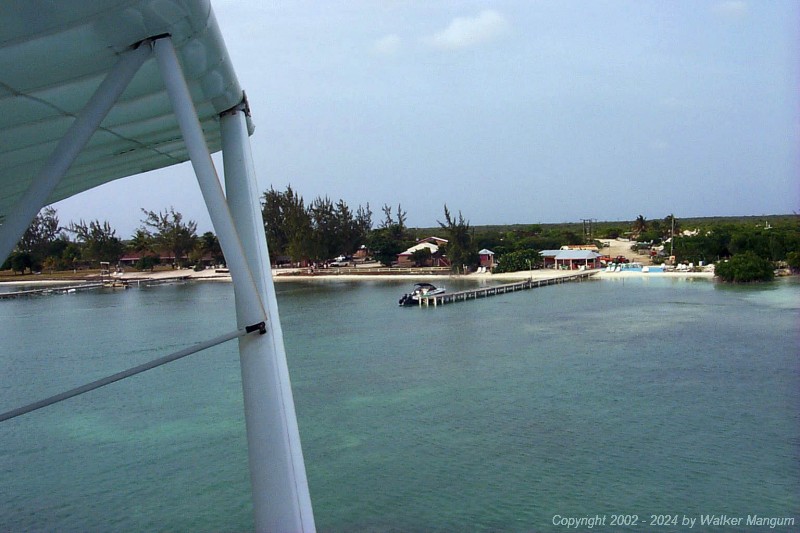 Takeoff in Neil's AirCam. That is the Anegada Reef Hotel on the left and Potter's By the Sea on the right.