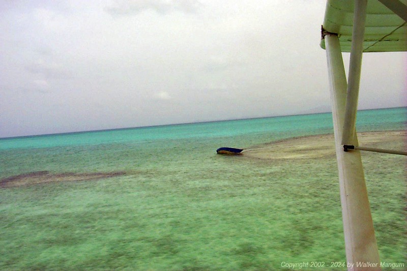 View from Neil's AirCam of a sailboat that has foundered on one of the many reefs surrounding Anegada.