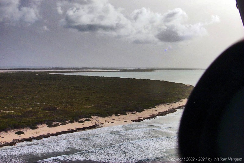 View from Neil's AirCam approaching Windlass Bight, north shore, Anegada. 