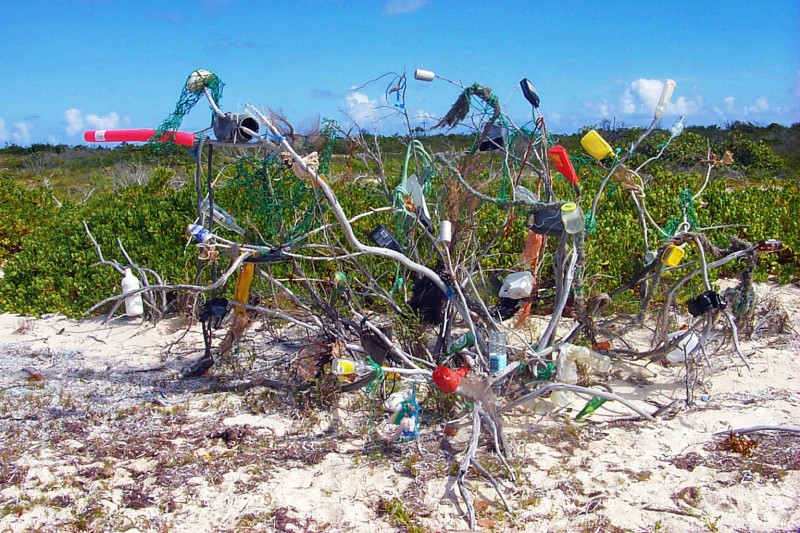 Beach trash sculpture near the southwestern end of Anegada, just to the east of Pomato Point. These impromptu collaborative works of 