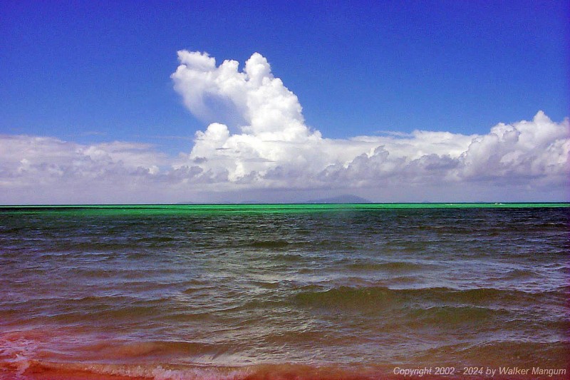 The view looking south from Ruffling Point on Anegada. Gorda Peak is visible in the center.