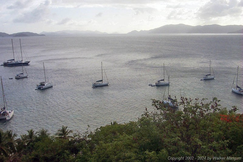 Panorama of Cooper Island Manchioneel Bay from the top of Cooper Island.