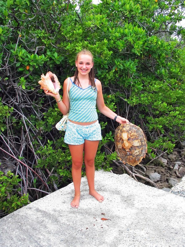 Taylor with finds at the old Anegada marina