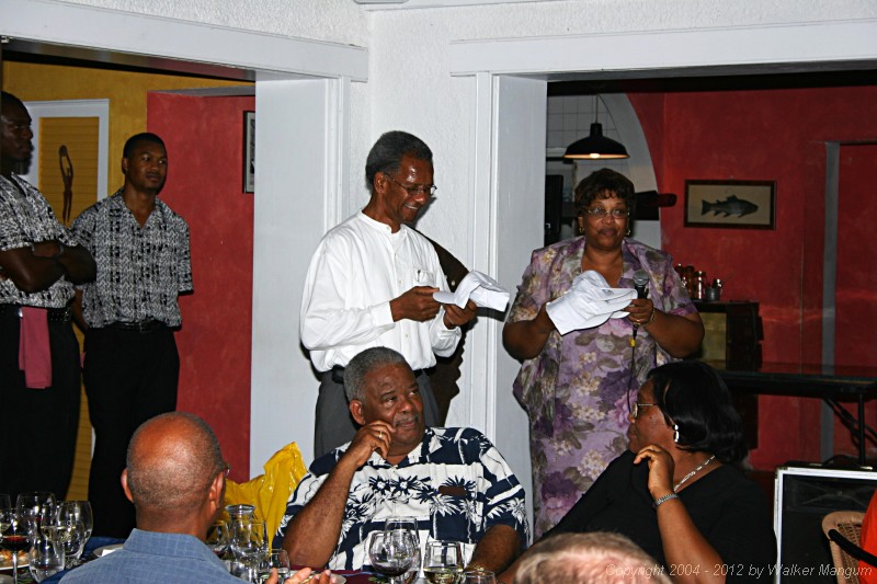Taste of the Caribbean Competition
Fundraising / Chef's Practice Dinner
Brandywine Bay Restaurant

Chief Minister Dr. Orlando Smith and Nadine Battle, Executive Director of the BVICCHA, presenting Culinary Team hats.