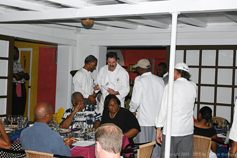 Taste of the Caribbean Competition
Fundraising / Chef's Practice Dinner
Brandywine Bay Restaurant

Chief Minister Dr. Orlando Smith and Nadine Battle, Executive Director of the BVICCHA, presenting Culinary Team hats to the team.