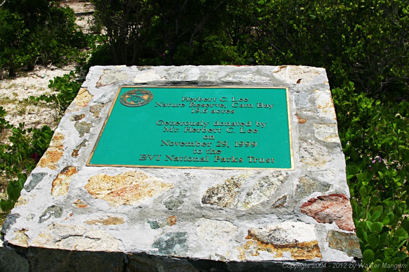 Dedication plaque at Cam Bay, Great Camanoe.