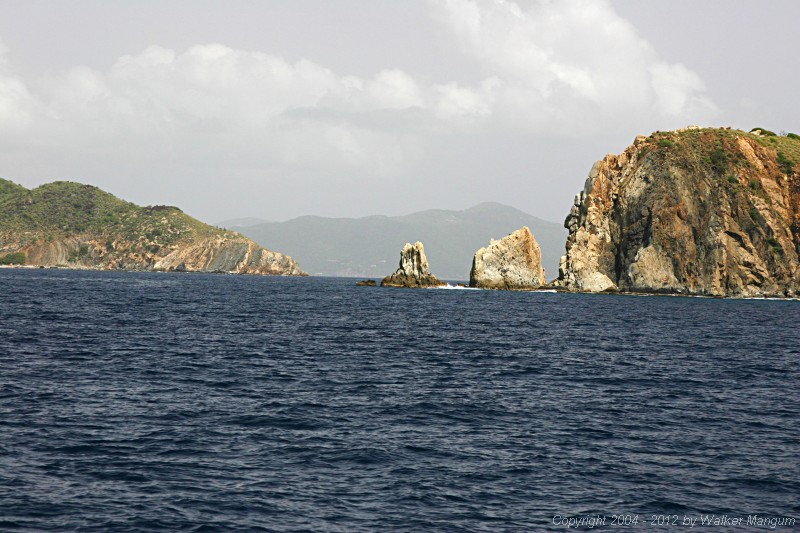 Red Point, Cooper Island on the right. Tip of Salt Island on the left.