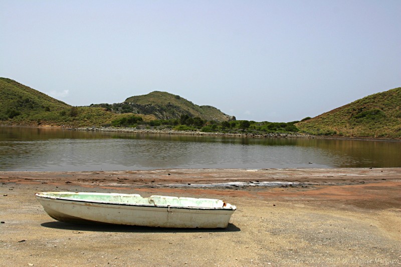 Panorama of Salt Island's salt pond.