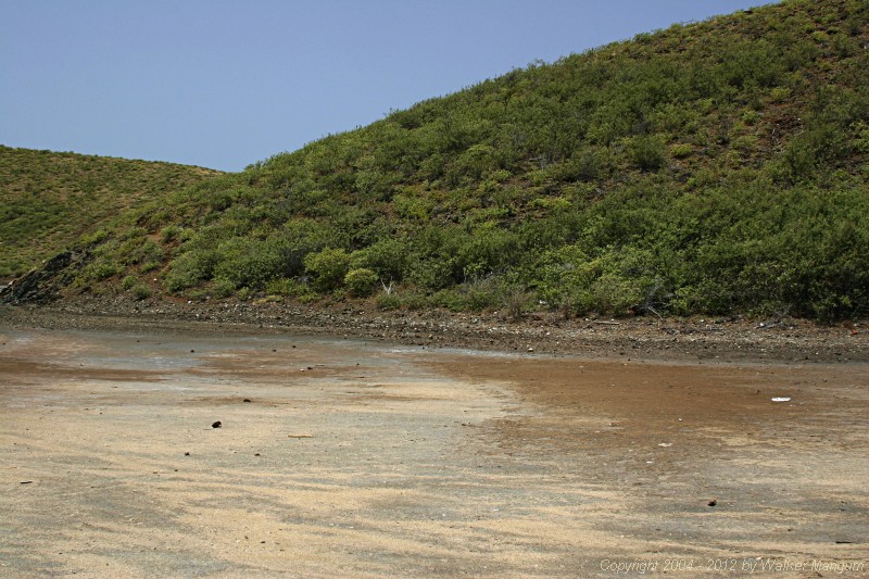 Panorama of Salt Island's salt pond.