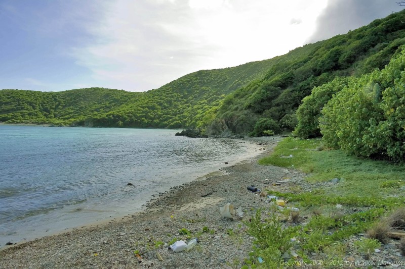 Panorama of west end of Money Bay, Norman Island.