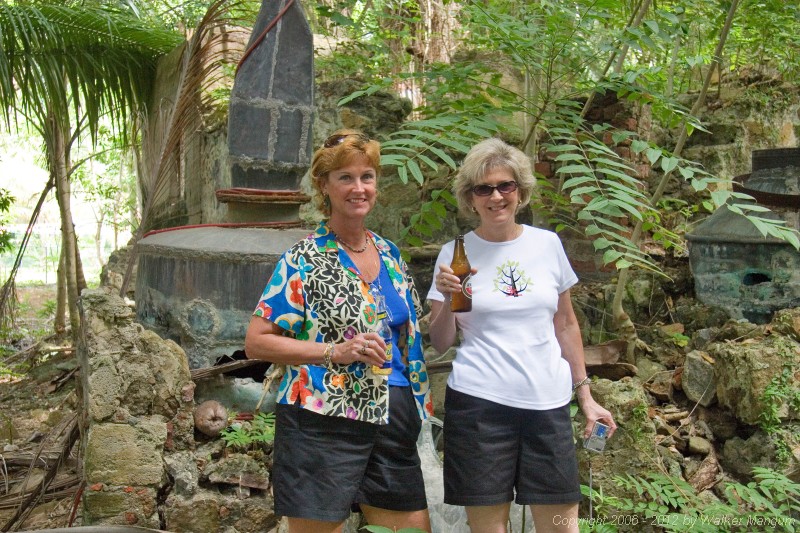 Nancy and Linda at ruins of Brewer's Bay distillery.