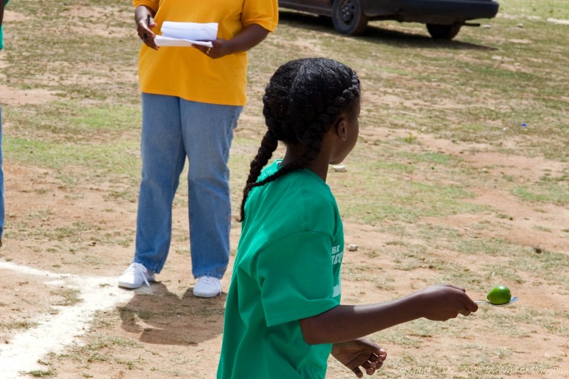 Spring Sports Day at Anegada's Claudia Creque Education Center.
Janesha won the egg race - but done with limes on Anegada.