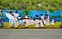 The "Wall", a long and colourful mural along Tortola's Ridge Road, depicts many aspects of BVI heritage.