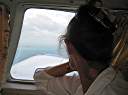 Flying into Anegada on Island Birds. Cele enjoying the view.