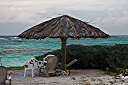 The palapa has a haircut before new coconut leaves.