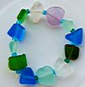 Nancy's latest beach glass bracelet. The lavender piece at the top is very rare.