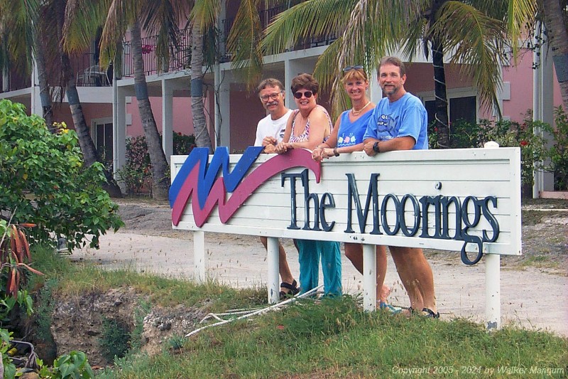 Mike, Sandy, Nancy and Walker just after arrival at the Moorings.