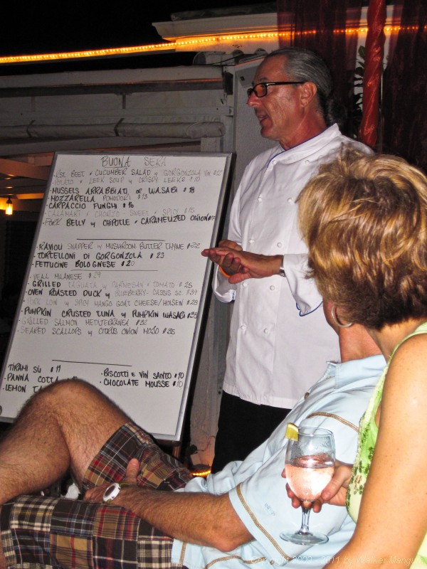 Davide explaining the evening menu.